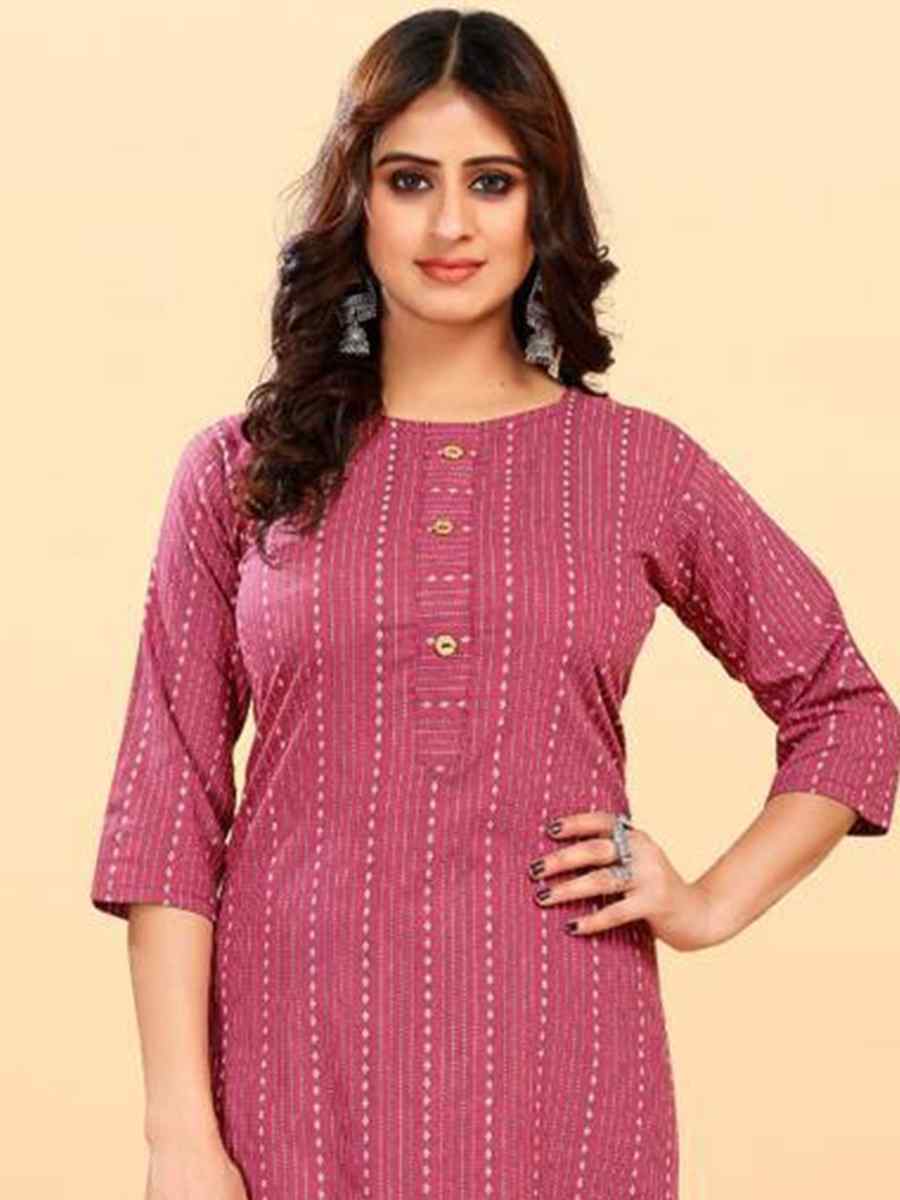 Pink Heavy Cotton Handwoven Festival Casual Kurti