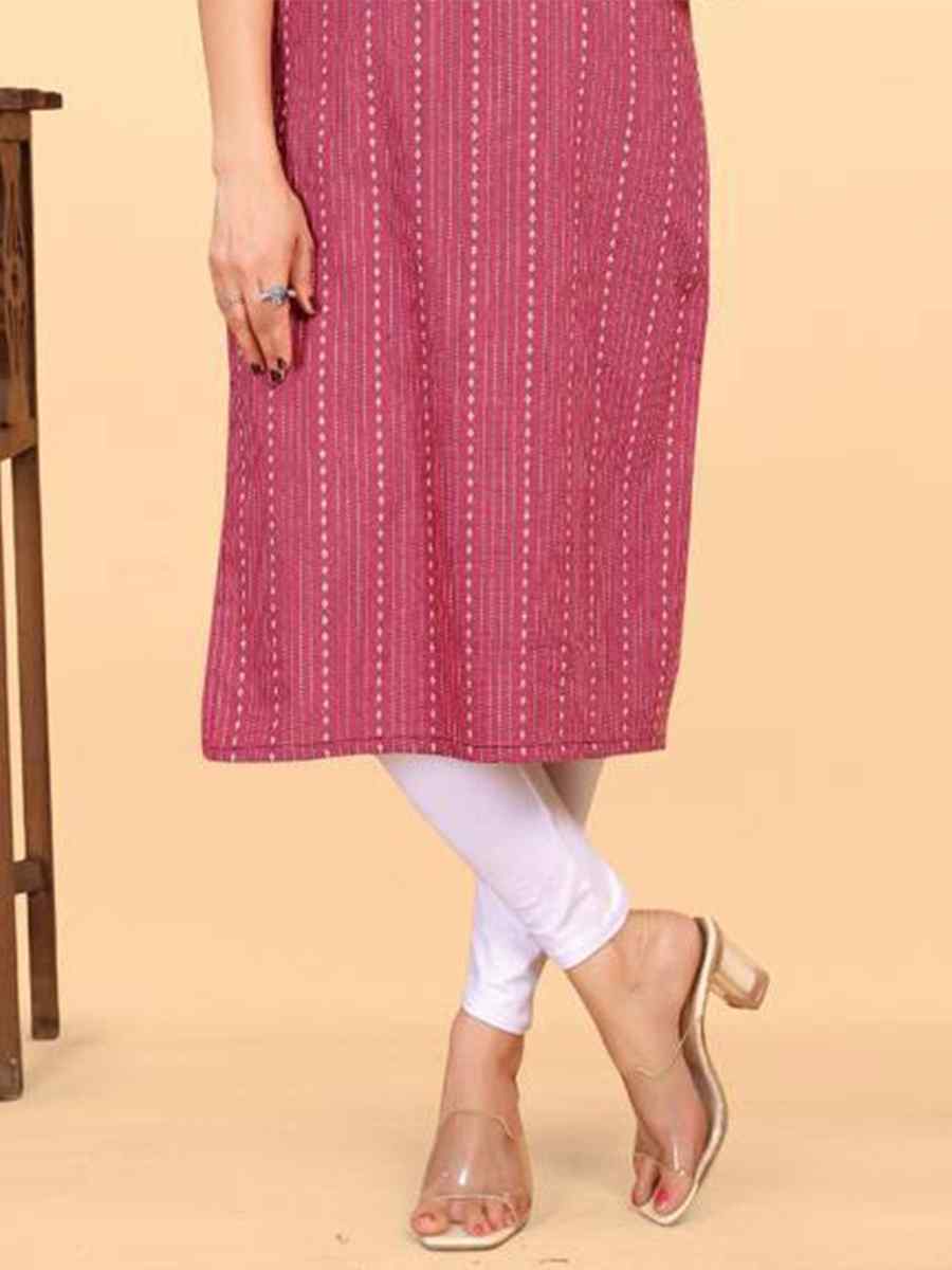 Pink Heavy Cotton Handwoven Festival Casual Kurti