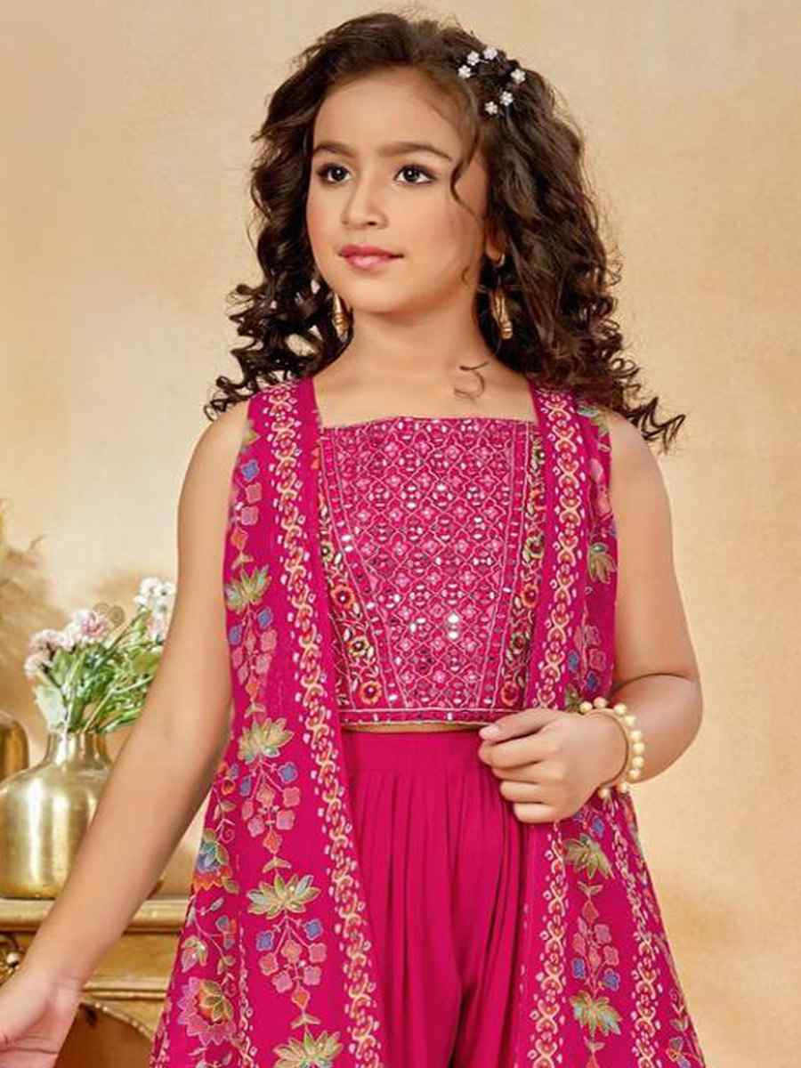 Pink Heavy Crepe  Embroidered Wedding Festival Salwars Girls Wear