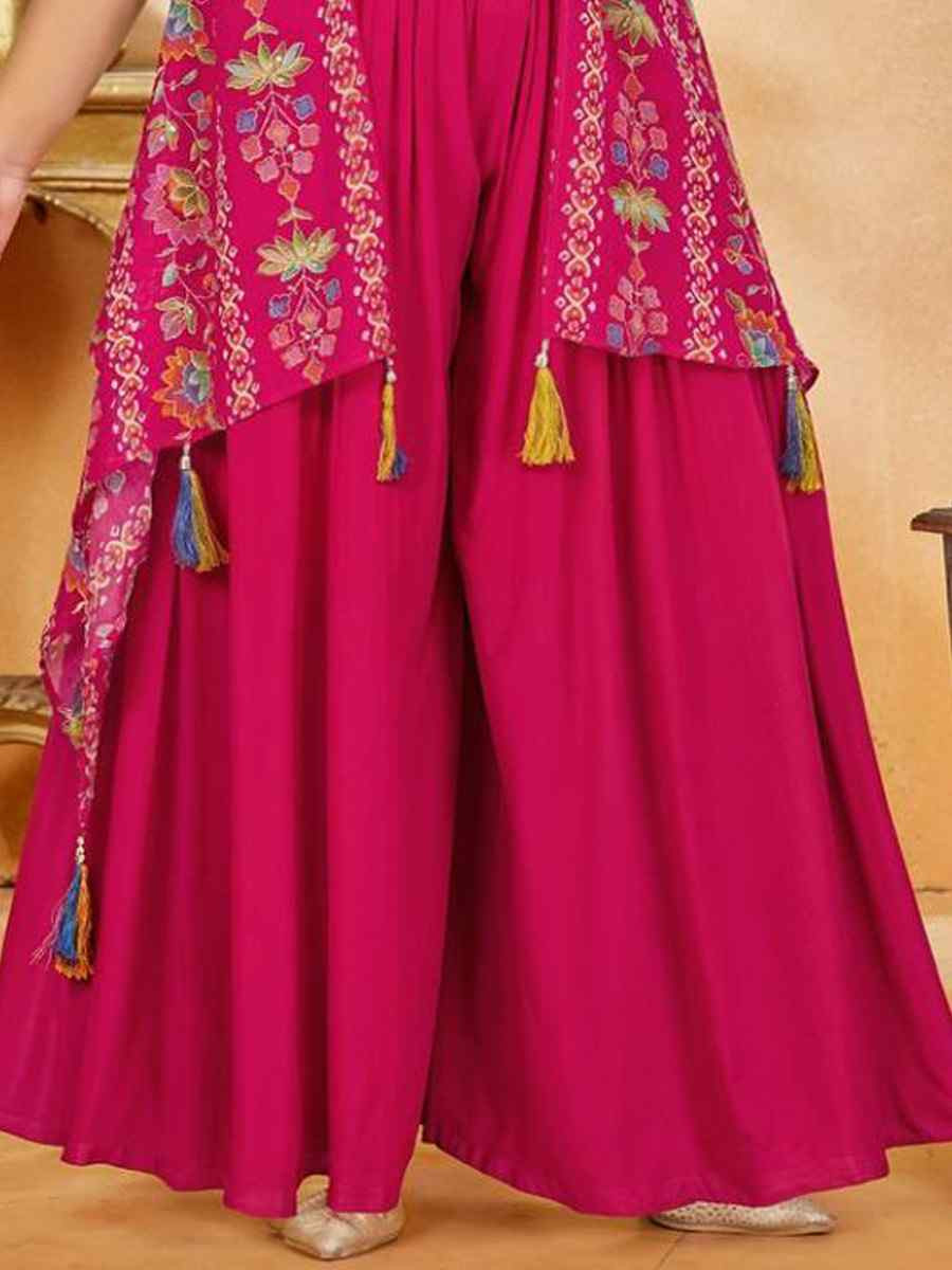 Pink Heavy Crepe Embroidered Wedding Festival Salwars Girls Wear