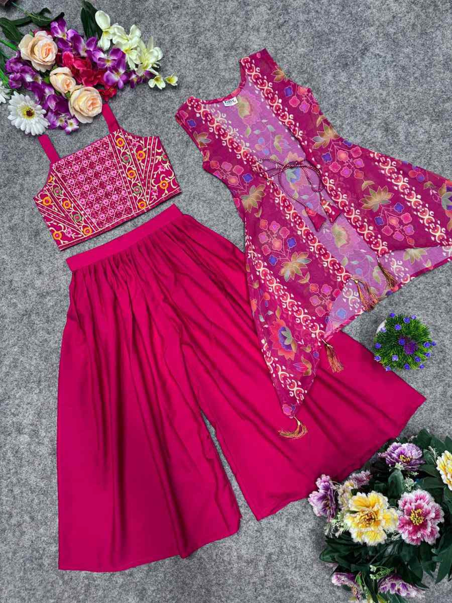 Pink Heavy Crepe Embroidered Wedding Festival Salwars Girls Wear
