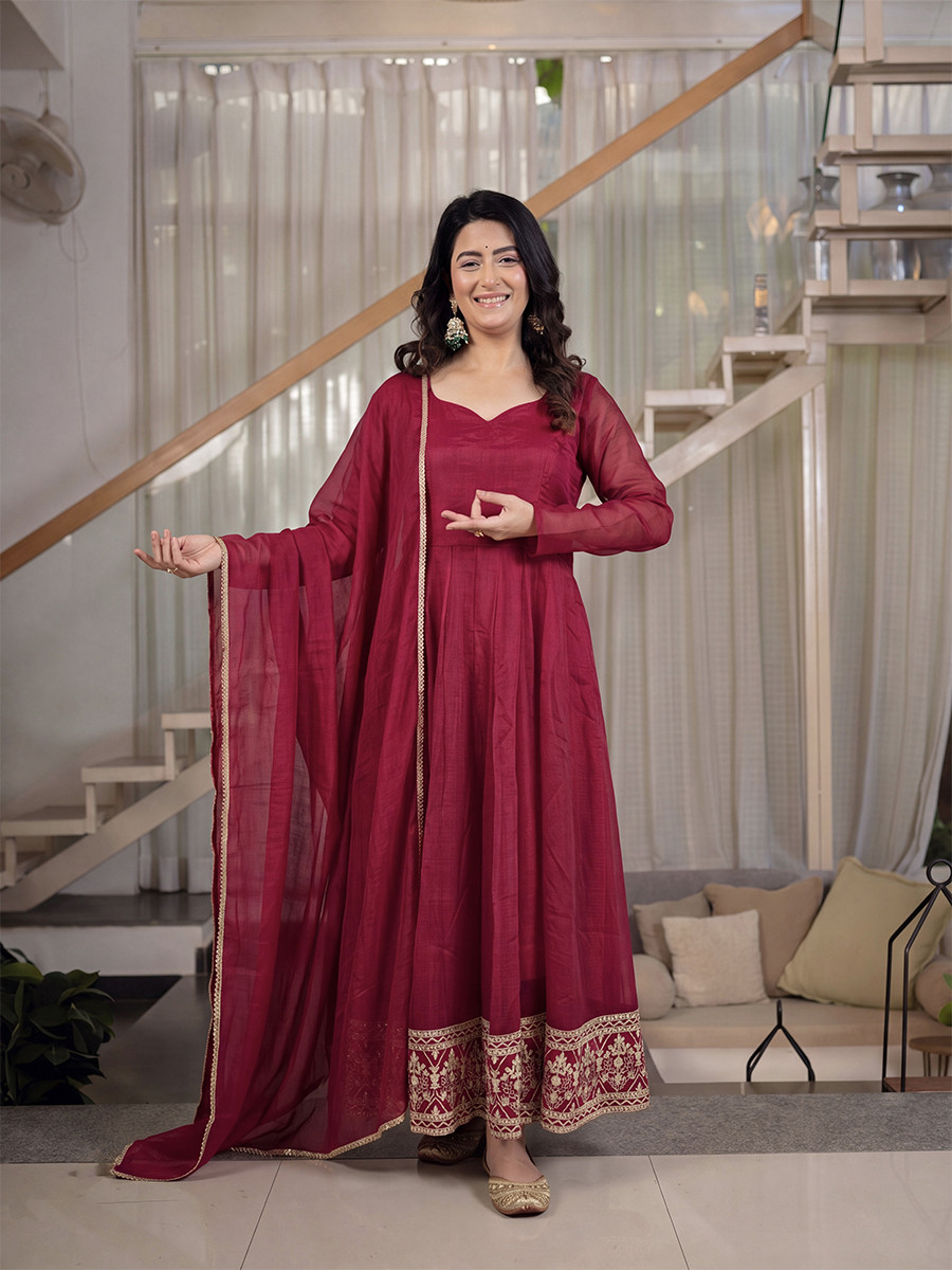 Pink Heavy Crunchy Silk Embroidery Sequins Wedding Party Festival Casual Ready Anarkali Pant Salwar Kameez