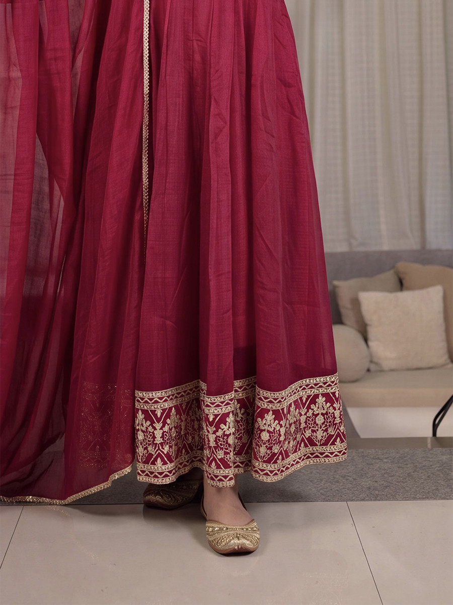 Pink Heavy Crunchy Silk Embroidery Sequins Wedding Party Festival Casual Ready Anarkali Pant Salwar Kameez