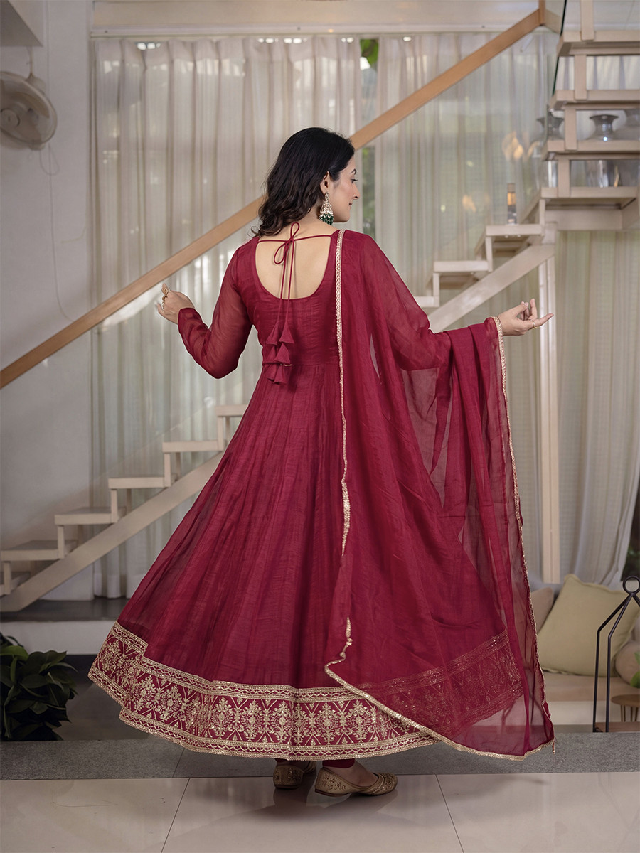 Pink Heavy Crunchy Silk Embroidery Sequins Wedding Party Festival Casual Ready Anarkali Pant Salwar Kameez