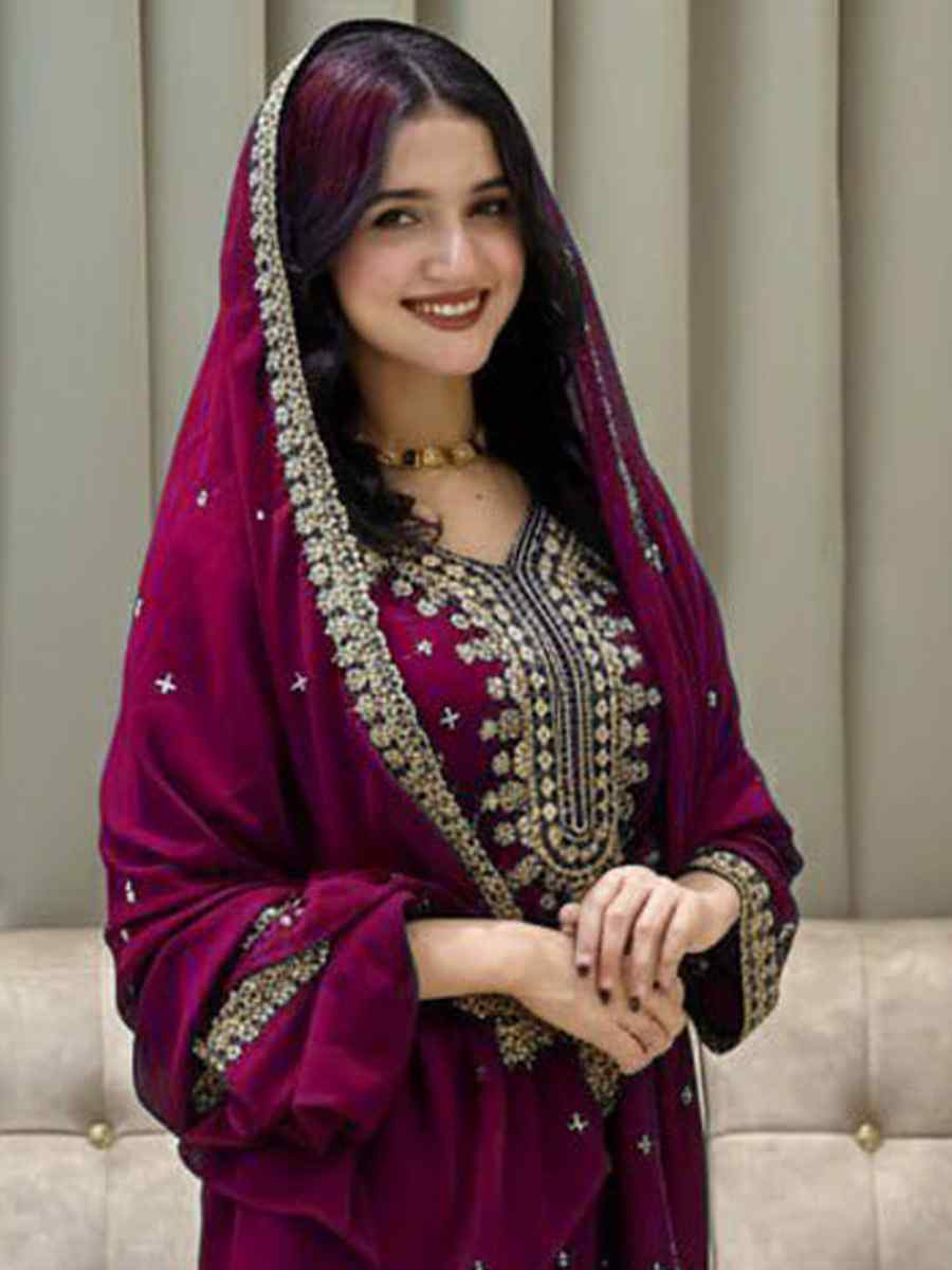 Pink Heavy Foux Georgette Embroidery Party Wedding Festival Casual Ready Pant Salwar Kameez