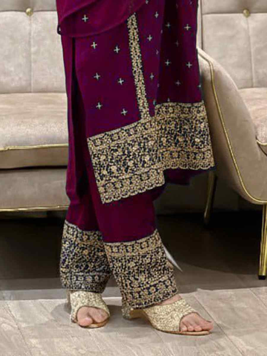 Pink Heavy Foux Georgette Embroidery Party Wedding Festival Casual Ready Pant Salwar Kameez