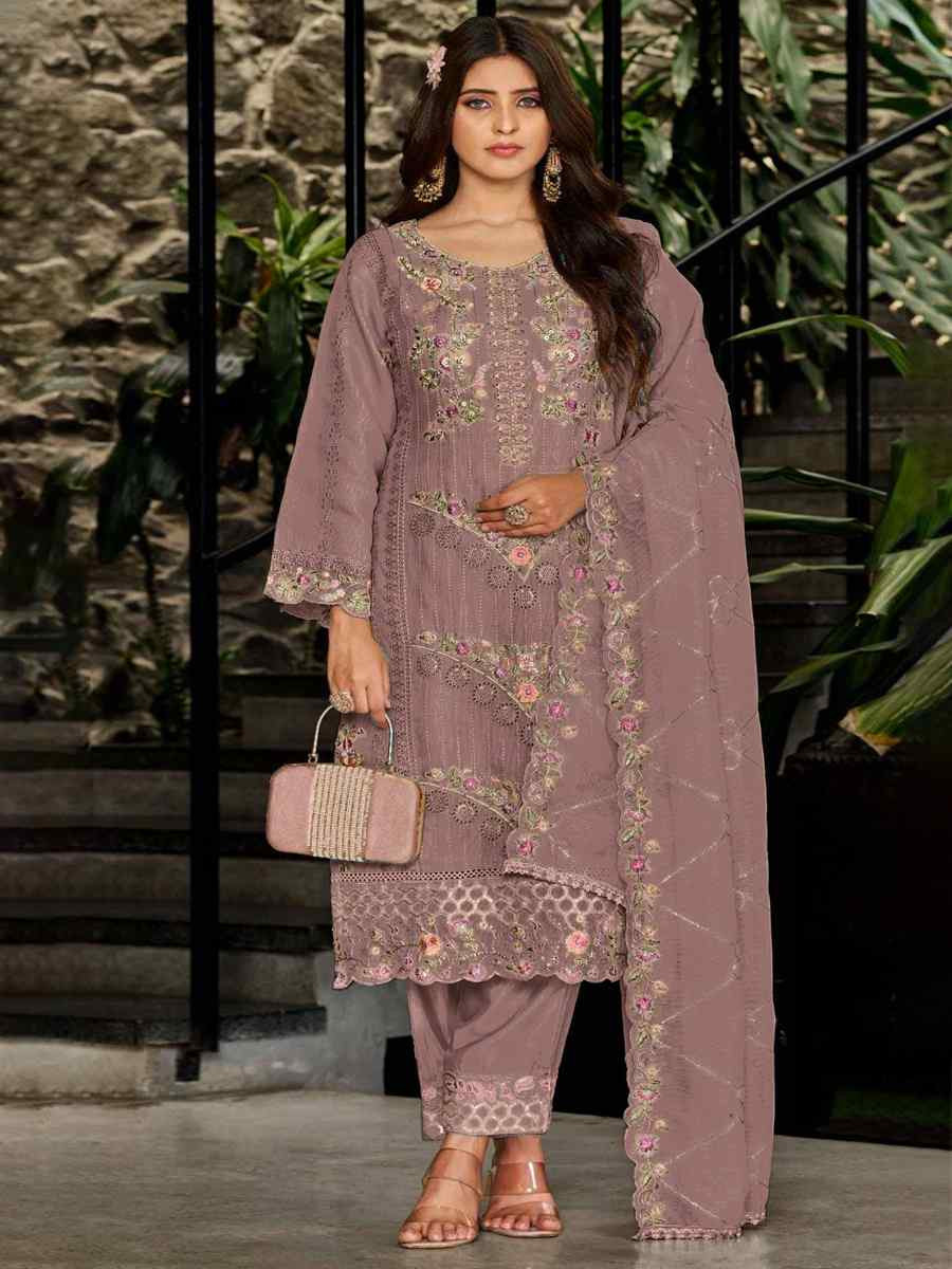 Pink Heavy Fox Georgette Embroidered Festival Wedding Pant Salwar Kameez