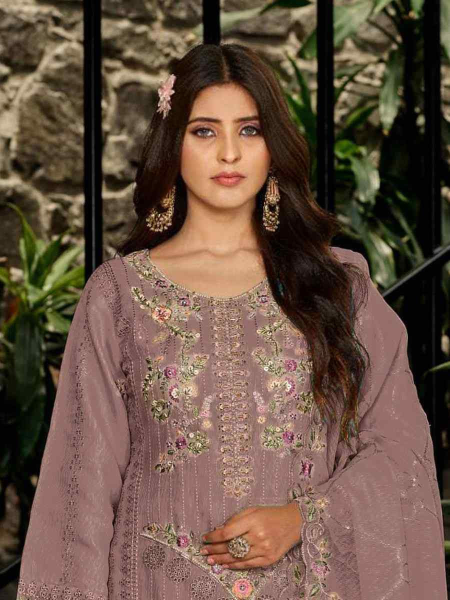 Pink Heavy Fox Georgette Embroidered Festival Wedding Pant Salwar Kameez