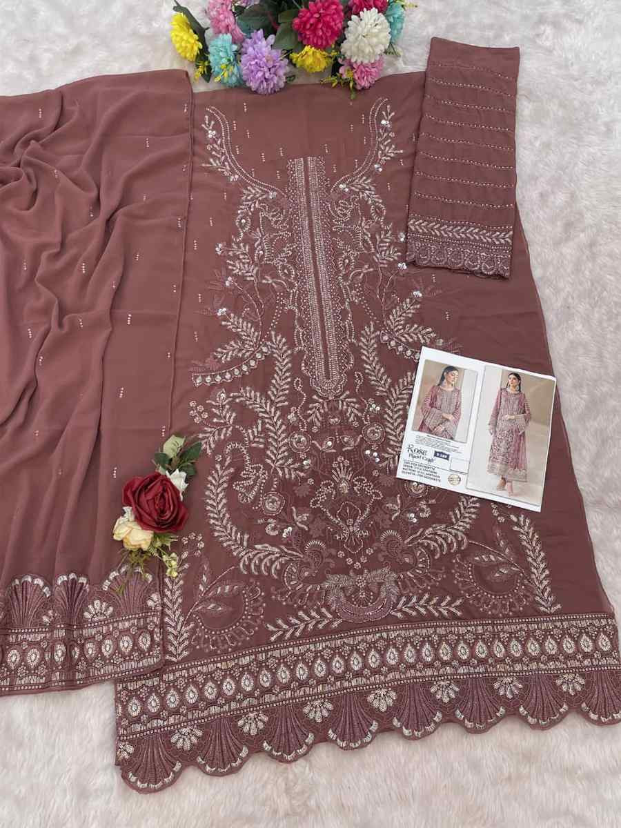 Pink Heavy Fox Georgette Embroidered Festival Wedding Pant Salwar Kameez