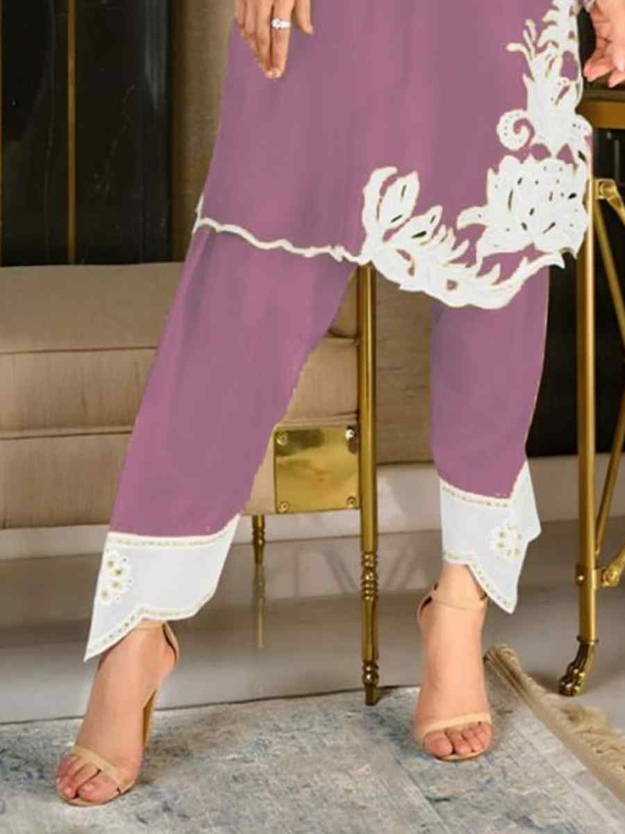 Pink Heavy Frech Embroidered Festival Casual Kurti