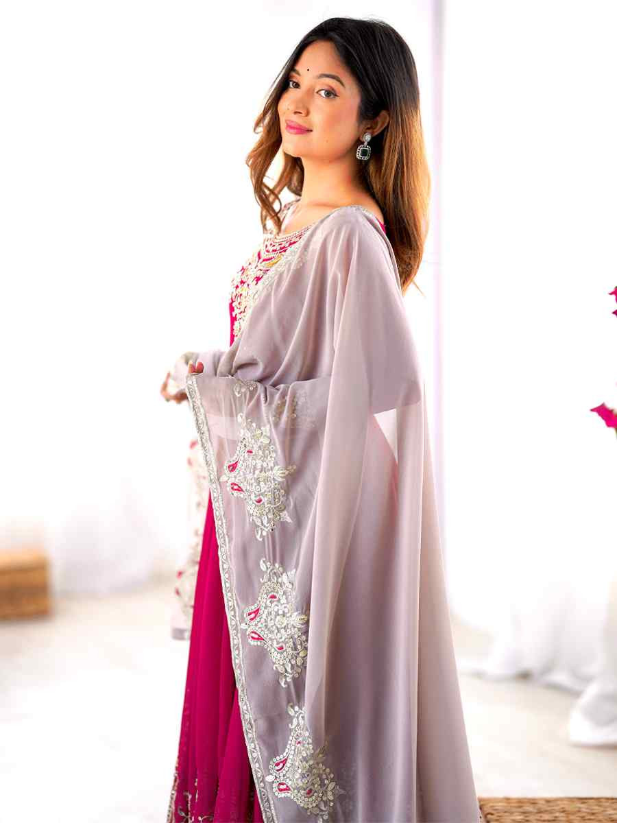 Pink Heavy Georgette Embroidered Festival Casual Ready Anarkali Salwar Kameez