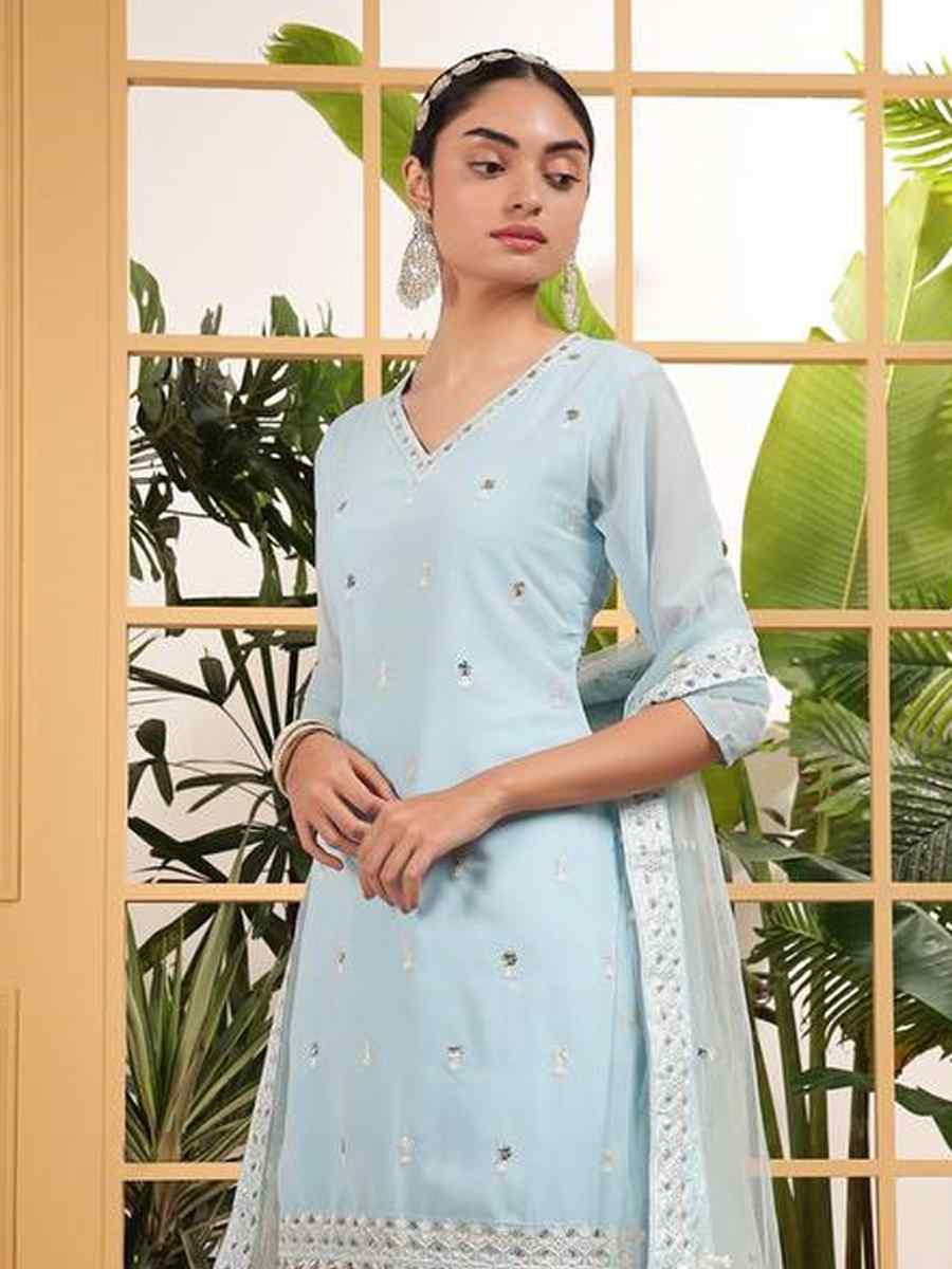 Pink Heavy Georgette Embroidered Festival Wedding Ready Sharara Pant Salwar Kameez