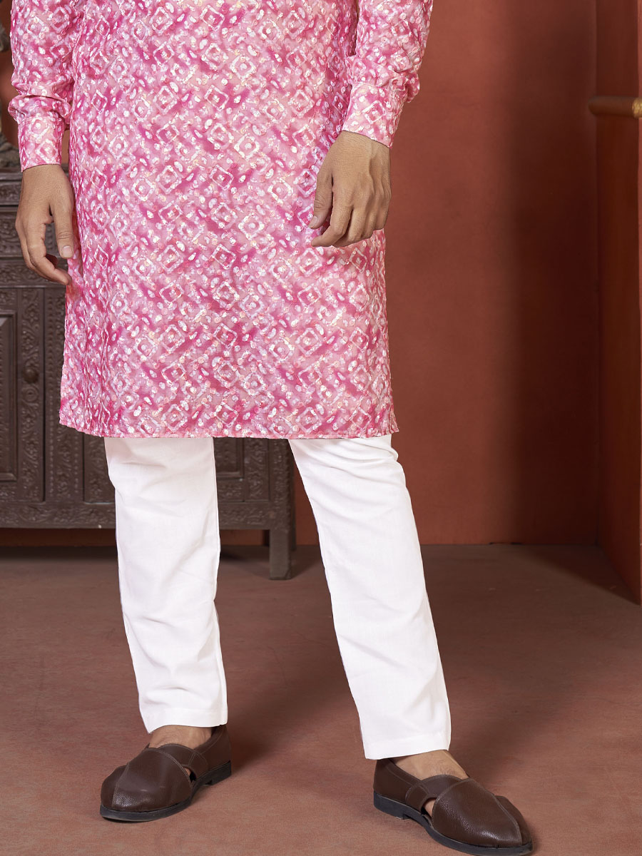 Pink Heavy PC Cotton Printed Festival Casual Kurta