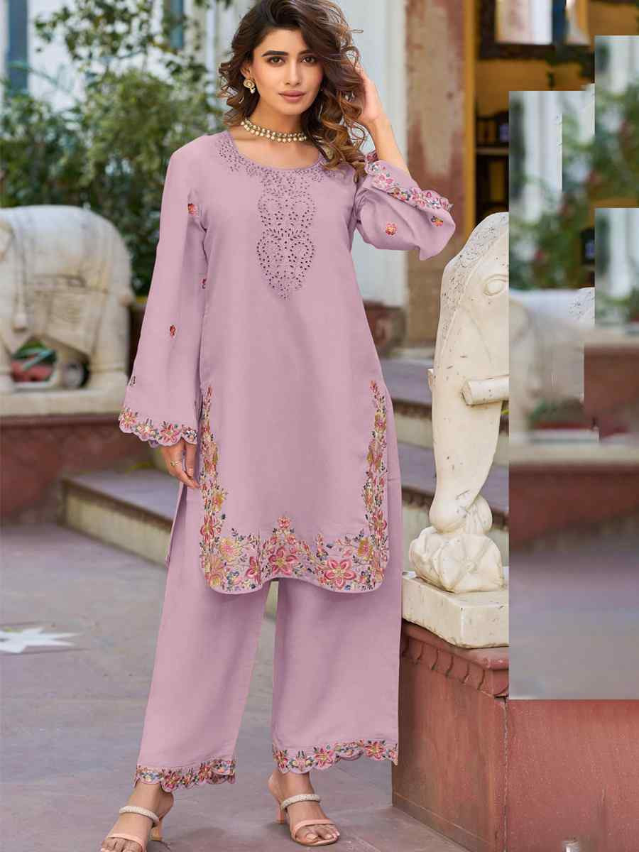 Pink Heavy PV Cotton Embroidered Festival Casual Kurti