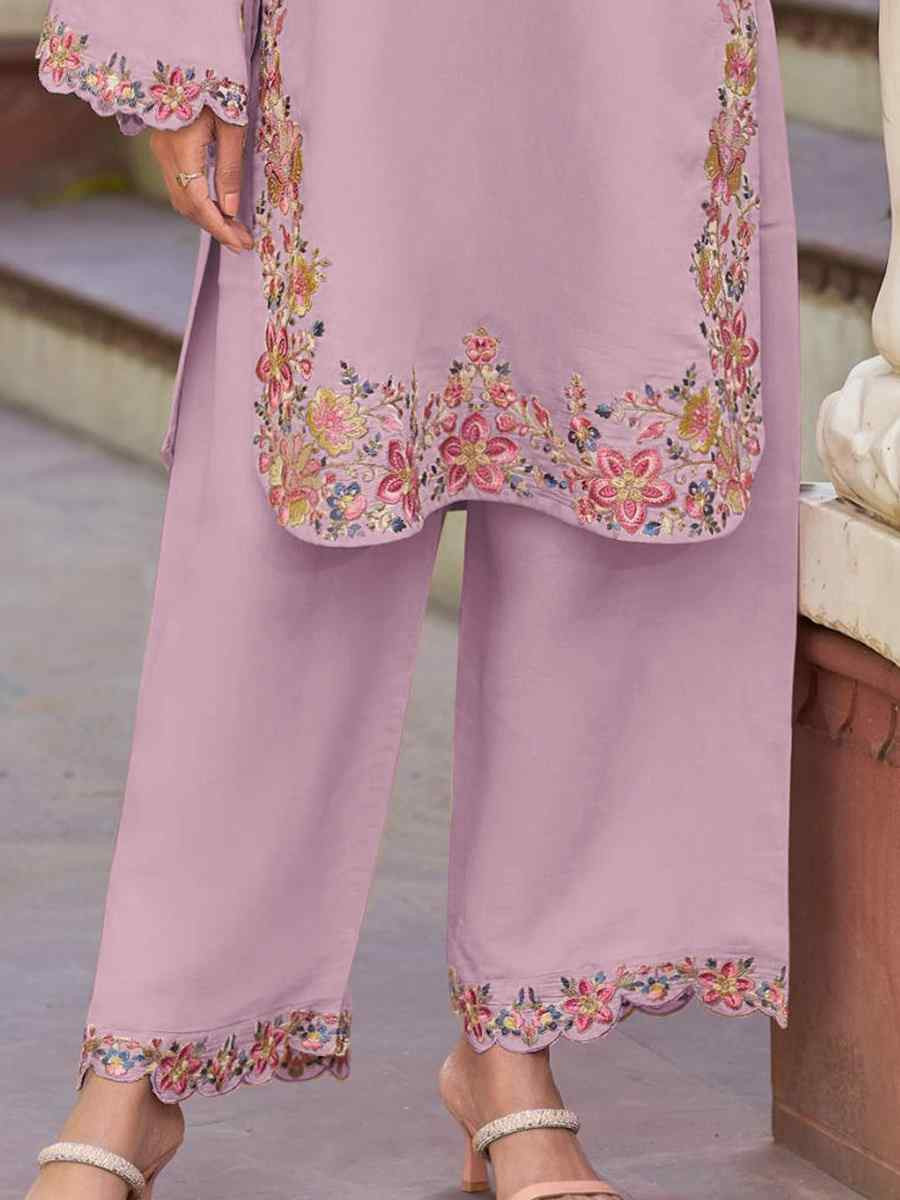 Pink Heavy PV Cotton Embroidered Festival Casual Kurti