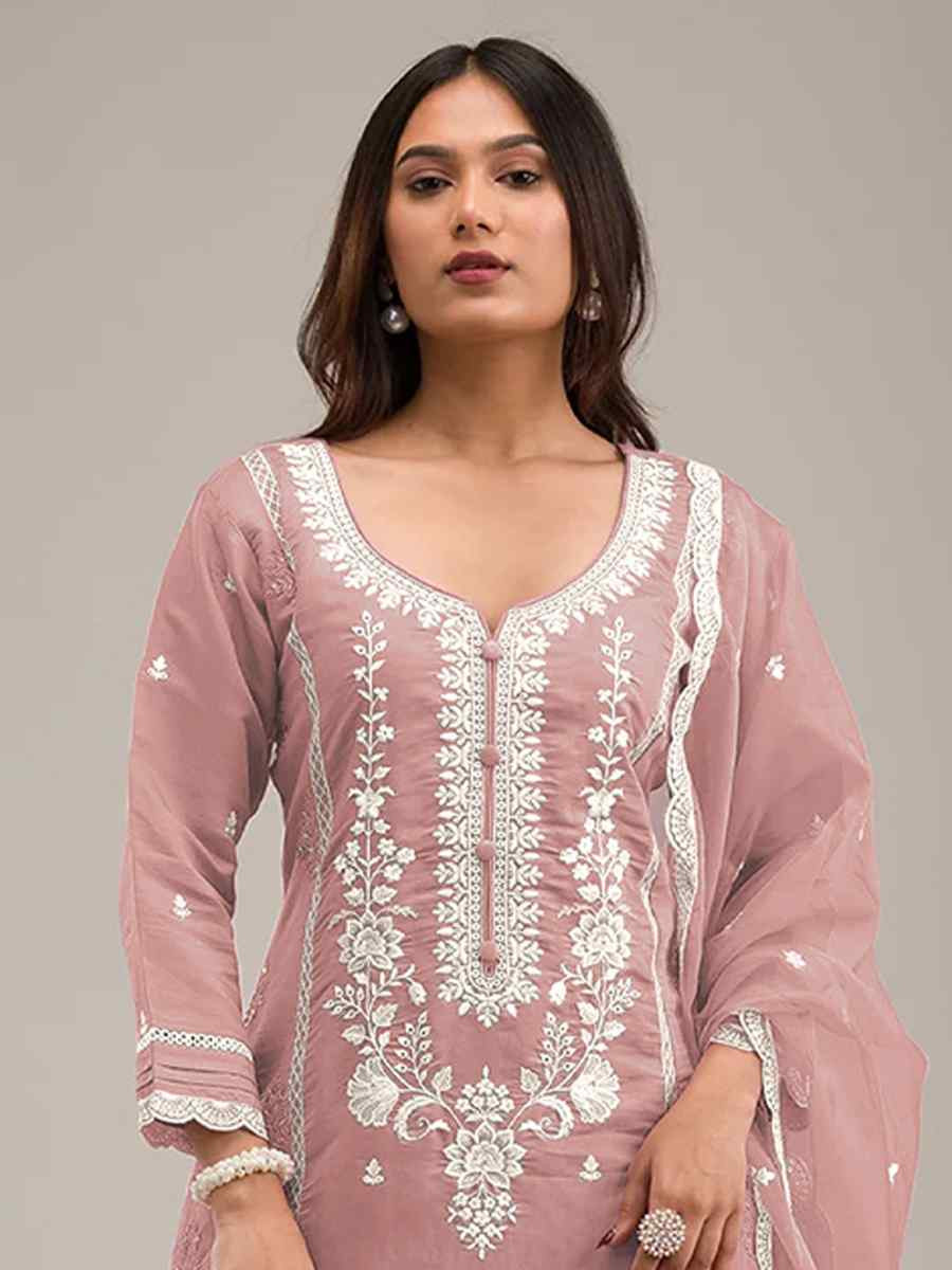 Pink Heavy Pv Cotton Embroidered Festival Wedding Pant Salwar Kameez