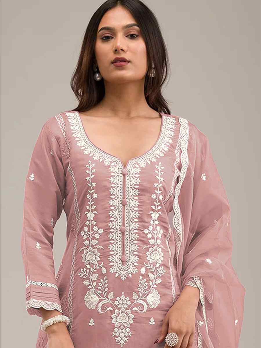 Pink Heavy Pv Cotton Embroidered Festival Wedding Pant Salwar Kameez