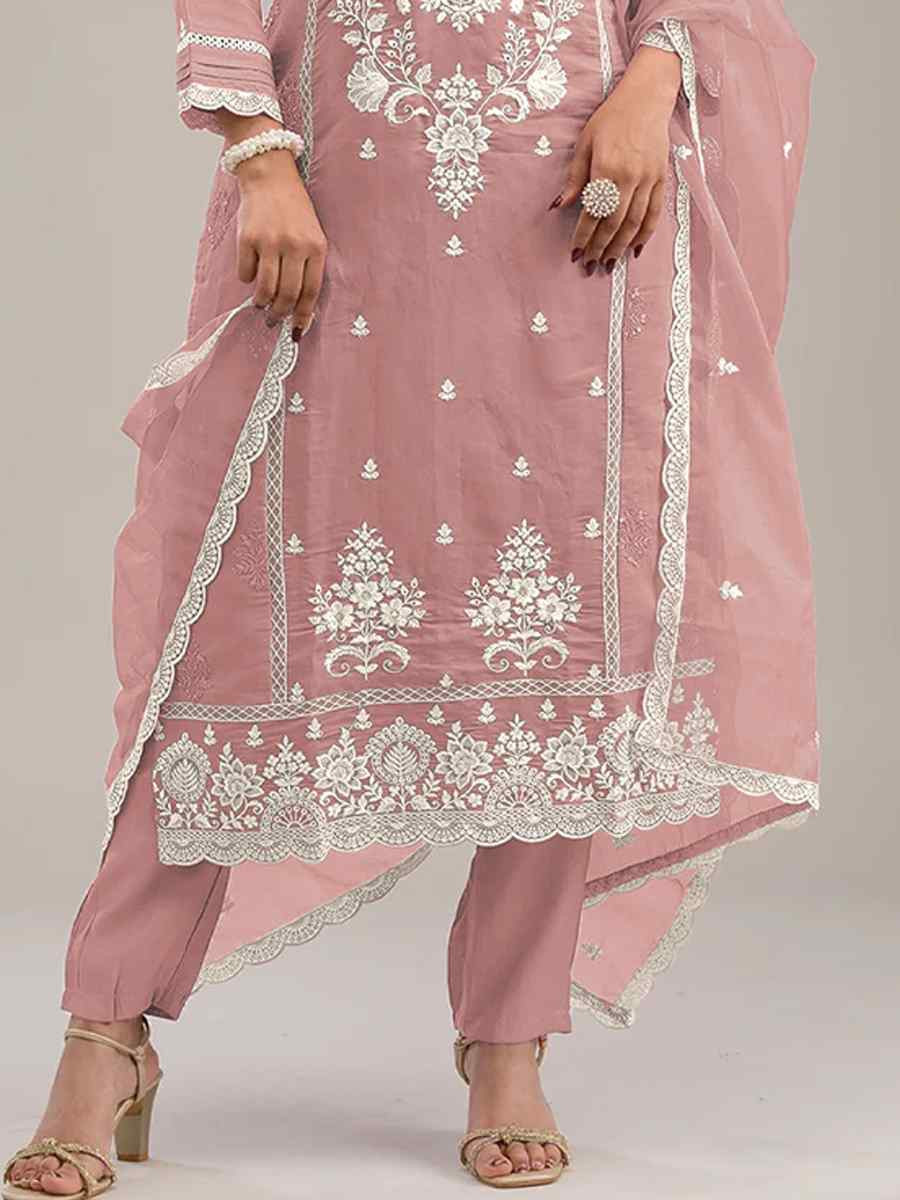 Pink Heavy Pv Cotton Embroidered Festival Wedding Pant Salwar Kameez