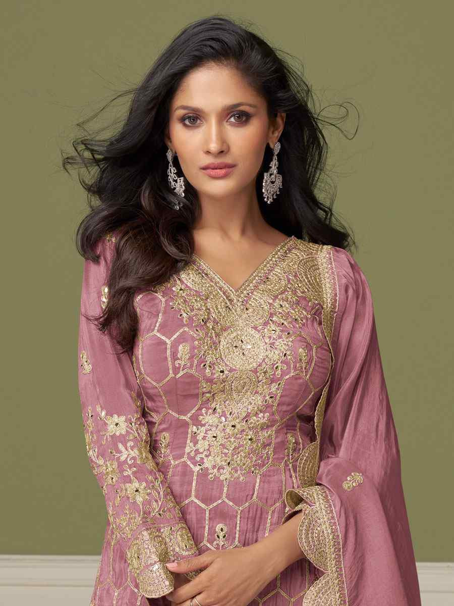 Pink Heavy Real Simar Silk Embroidery Party Wedding Festival Casual Ready Sharara Pant Salwar Kameez