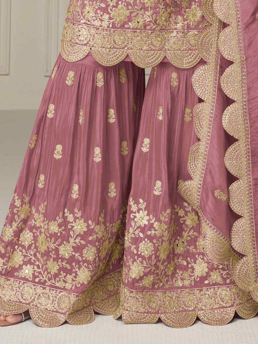 Pink Heavy Real Simar Silk Embroidery Party Wedding Festival Casual Ready Sharara Pant Salwar Kameez