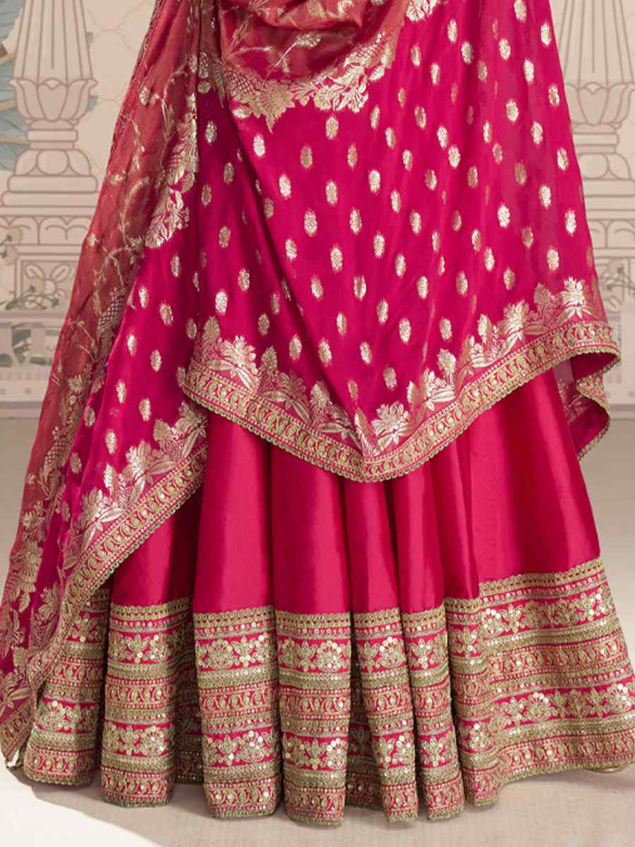 Pink Heavy Real Vichitra Silk Embroidered Festival Casual Gown Women Wear