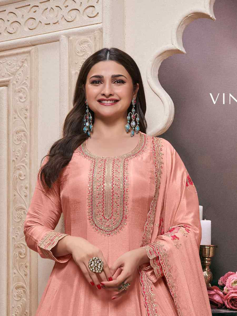 Pink Heavy Silk Embroidered Festival Wedding Anarkali Salwar Kameez