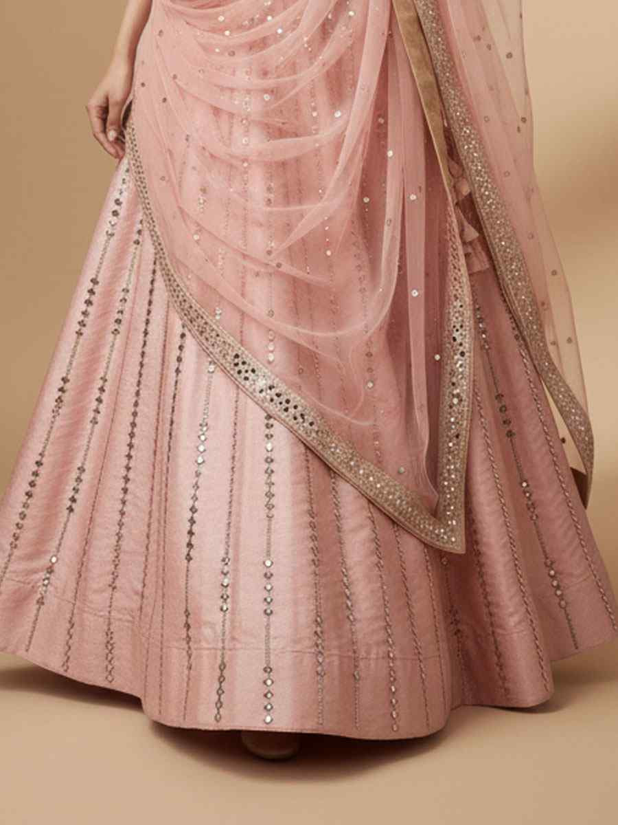 Pink Heavy Silk Embroidered Wedding Reception Festival Heavy Border Lehenga Choli