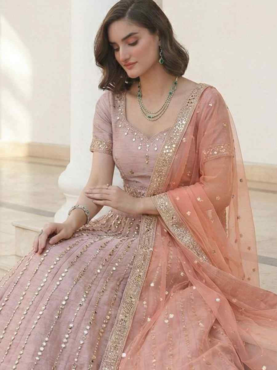 Pink Heavy Silk Embroidery Wedding Reception Festival Heavy Border Lehenga Choli