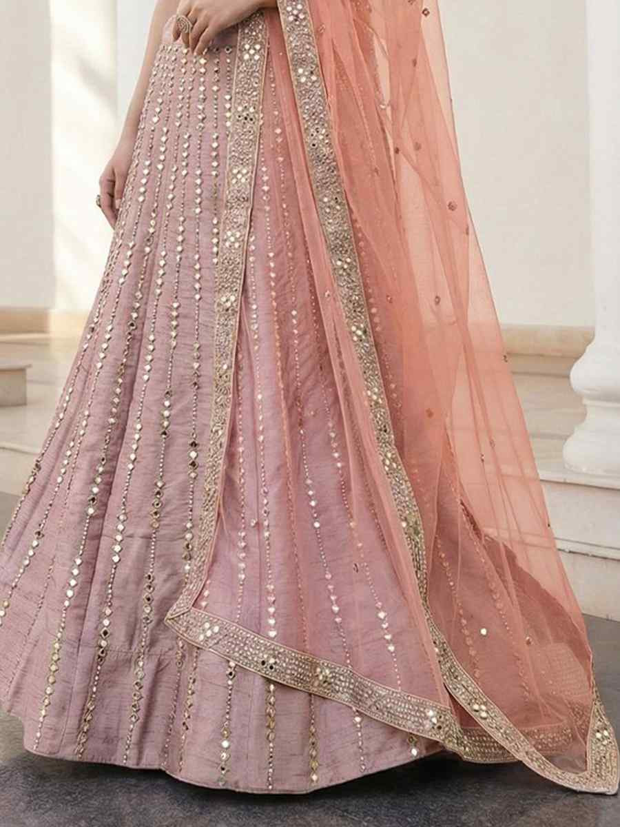Pink Heavy Silk Embroidery Wedding Reception Festival Heavy Border Lehenga Choli