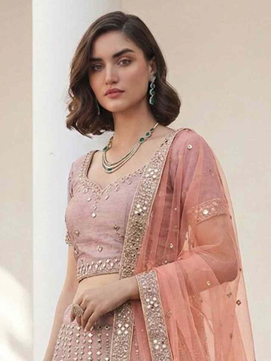 Pink Heavy Silk Embroidery Wedding Reception Festival Heavy Border Lehenga Choli