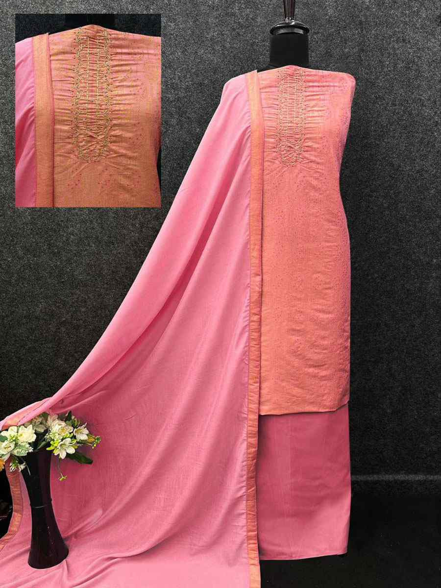 Pink Heavy Simar Jequard Silk Embroidered Festival Wedding Pant Salwar Kameez