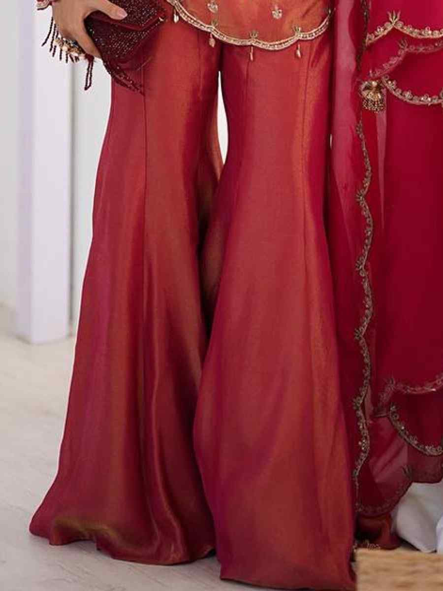 Pink Heavy Simar Silk Plain with Embroidery Party Wedding Festival Casual Ready Palazzo Pant Salwar Kameez