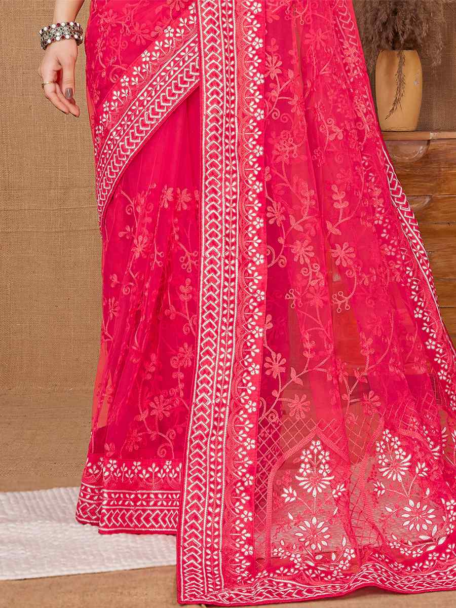 Pink Heavy Soft Net Handwoven Wedding Festival Heavy Border Saree