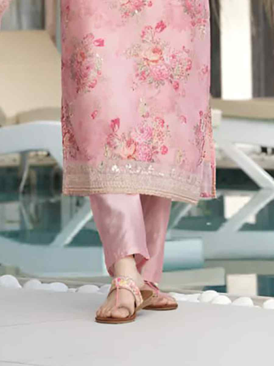 Pink Heavy Tebby Silk Embroidered Party Wedding Ready Pant Salwar Kameez