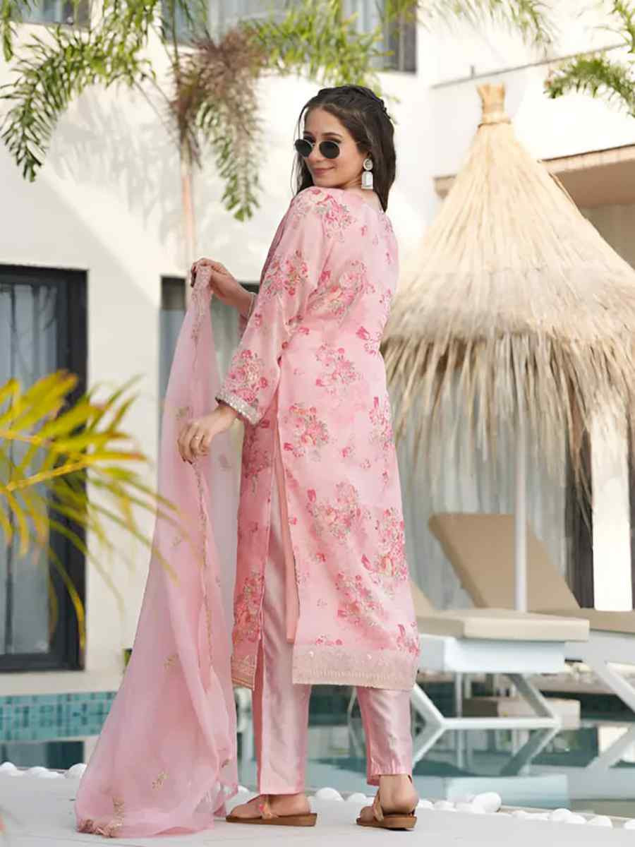 Pink Heavy Tebby Silk Embroidered Party Wedding Ready Pant Salwar Kameez