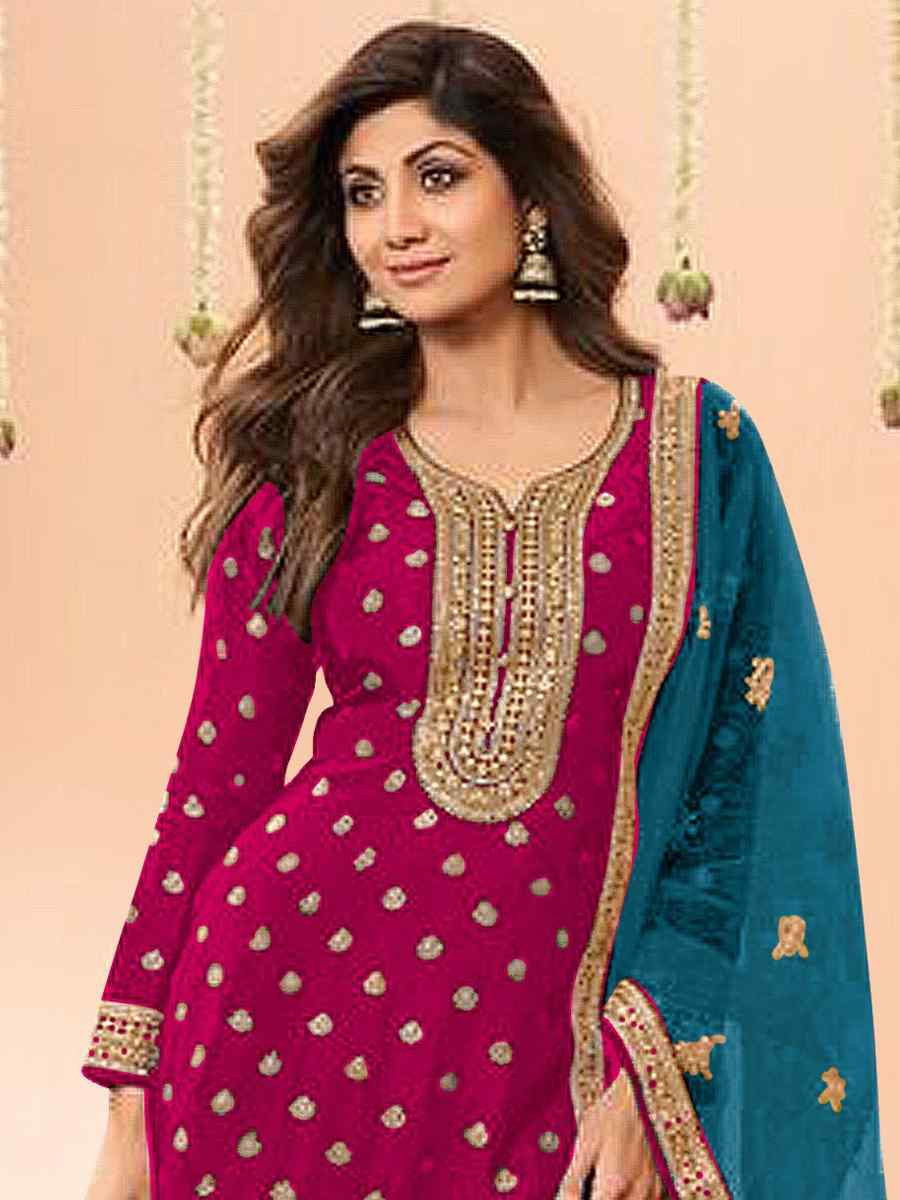 Pink Jacquard Embroidered Festival Casual Weeding Patiala Salwar Kameez