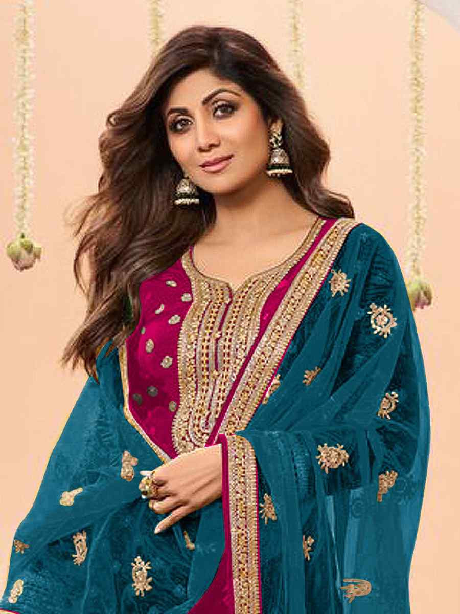 Pink Jacquard Embroidered Festival Casual Weeding Patiala Salwar Kameez