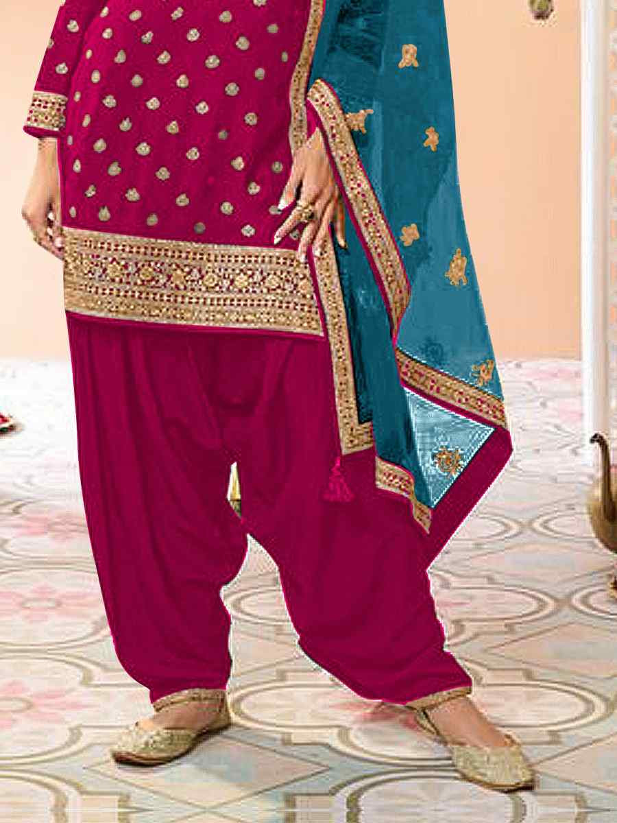 Pink Jacquard Embroidered Festival Casual Weeding Patiala Salwar Kameez