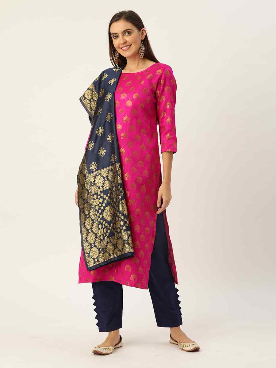 Pink Jacquard Embroidered Party Casual Pant Salwar Kameez