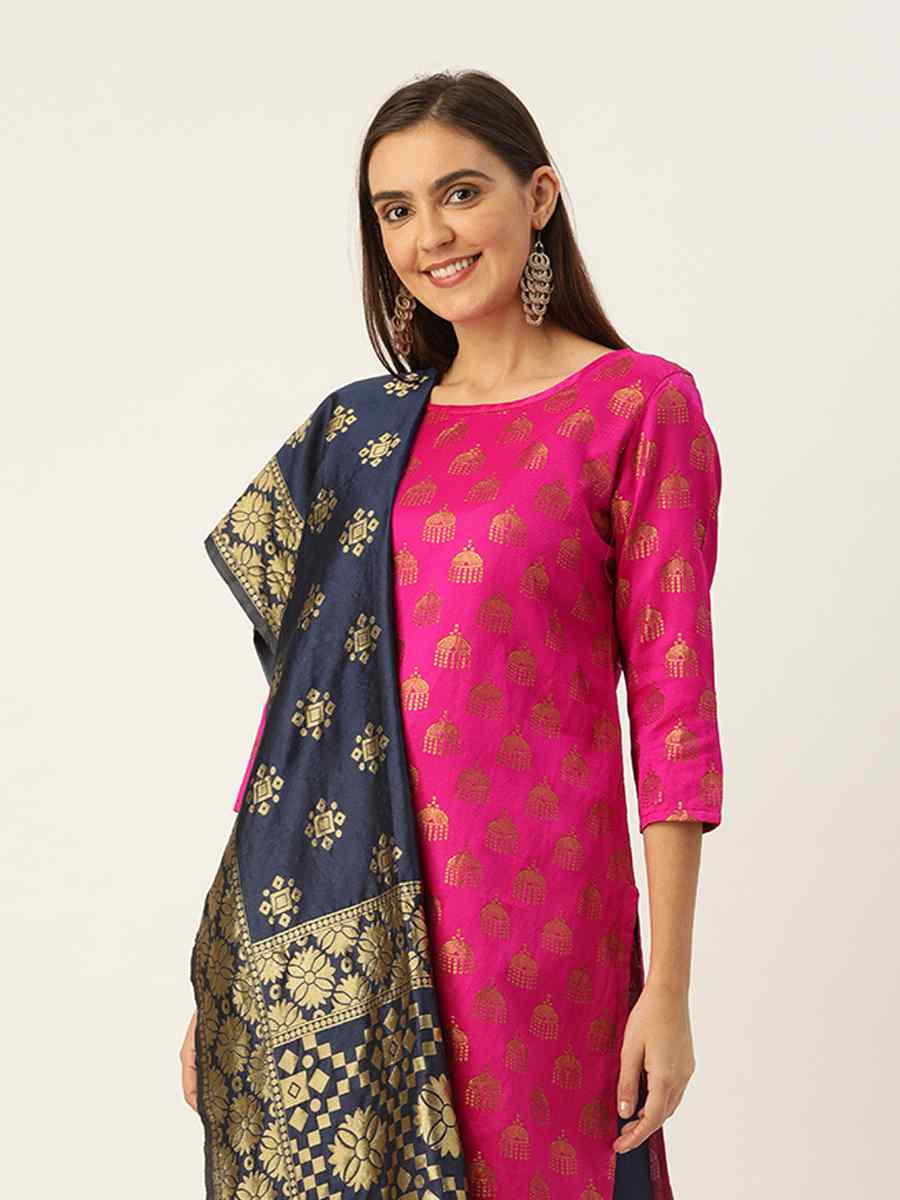 Pink Jacquard Embroidered Party Casual Pant Salwar Kameez