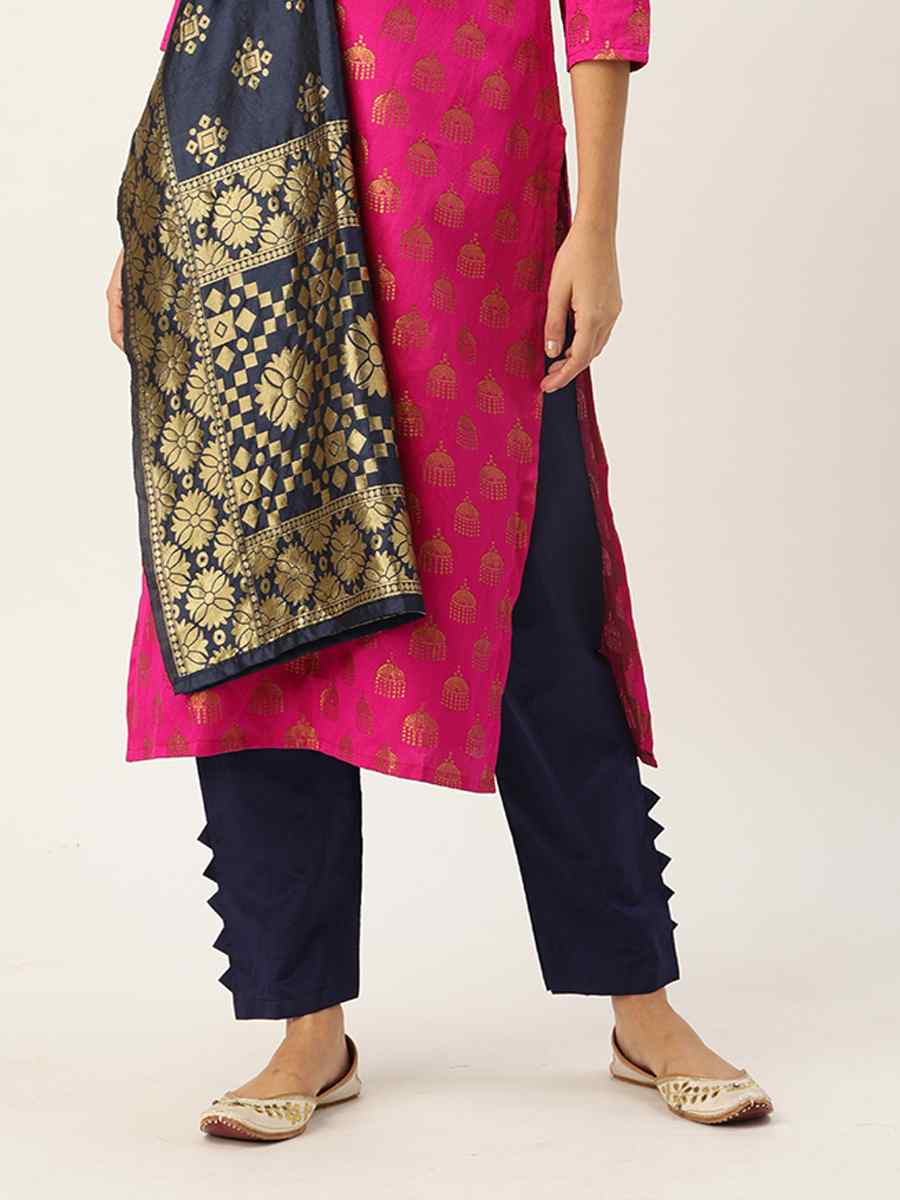 Pink Jacquard Embroidered Party Casual Pant Salwar Kameez