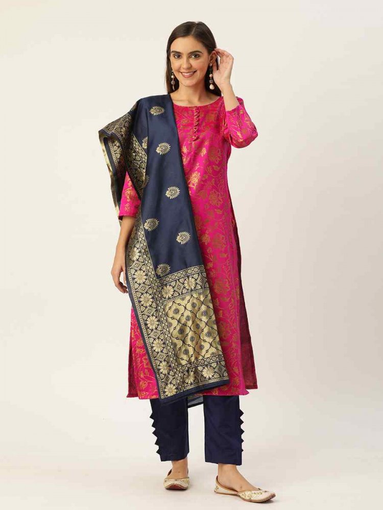 Pink Jacquard Embroidered Party Casual Pant Salwar Kameez