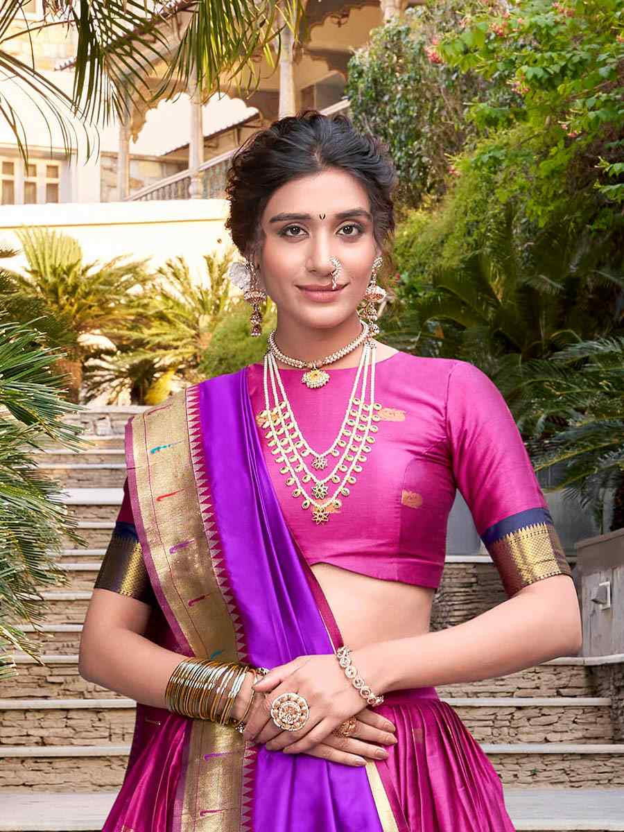 Pink Jacquard Silk Printed And Handwoven Party Reception Wedding Lehenga Choli