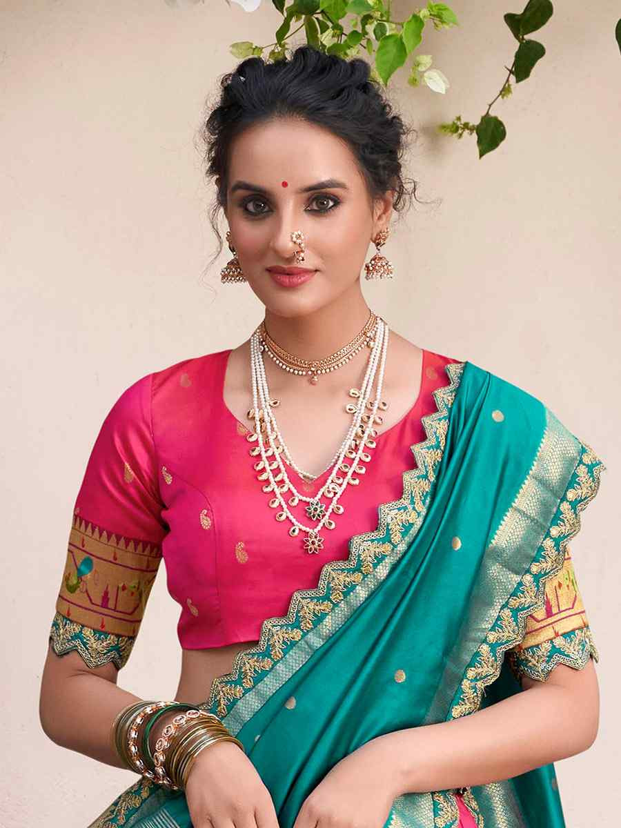 Pink Jacquard Silk Printed And Handwoven Party Reception Wedding Lehenga Choli