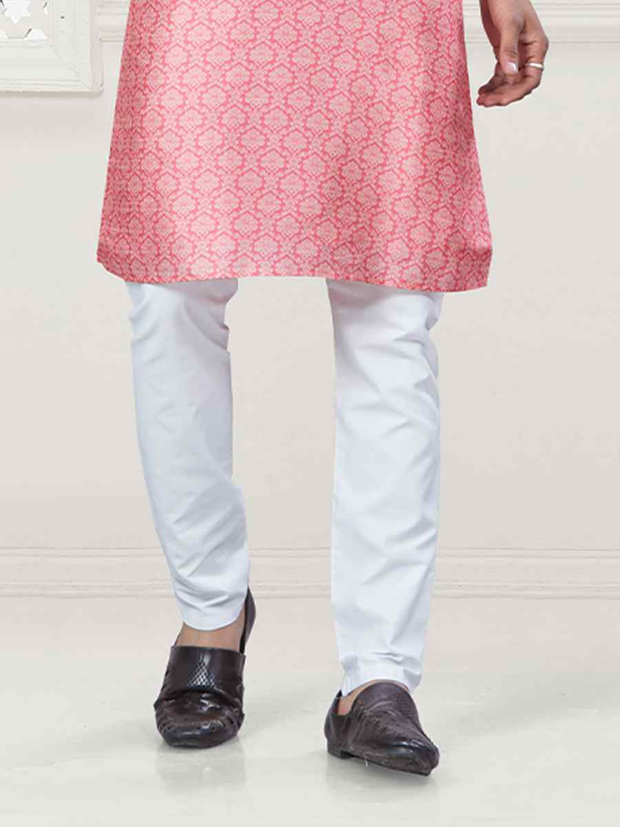 Pink Jecquard Silk With Digital Print Festival Casual Kurta