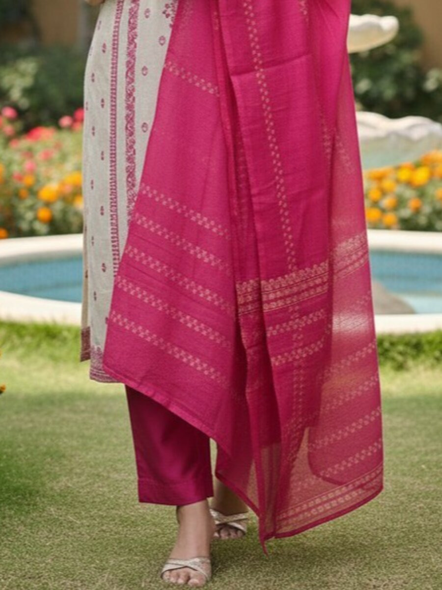 Pink Jequard Silk Printed Floral Party Casual Ready Pant Salwar Kameez