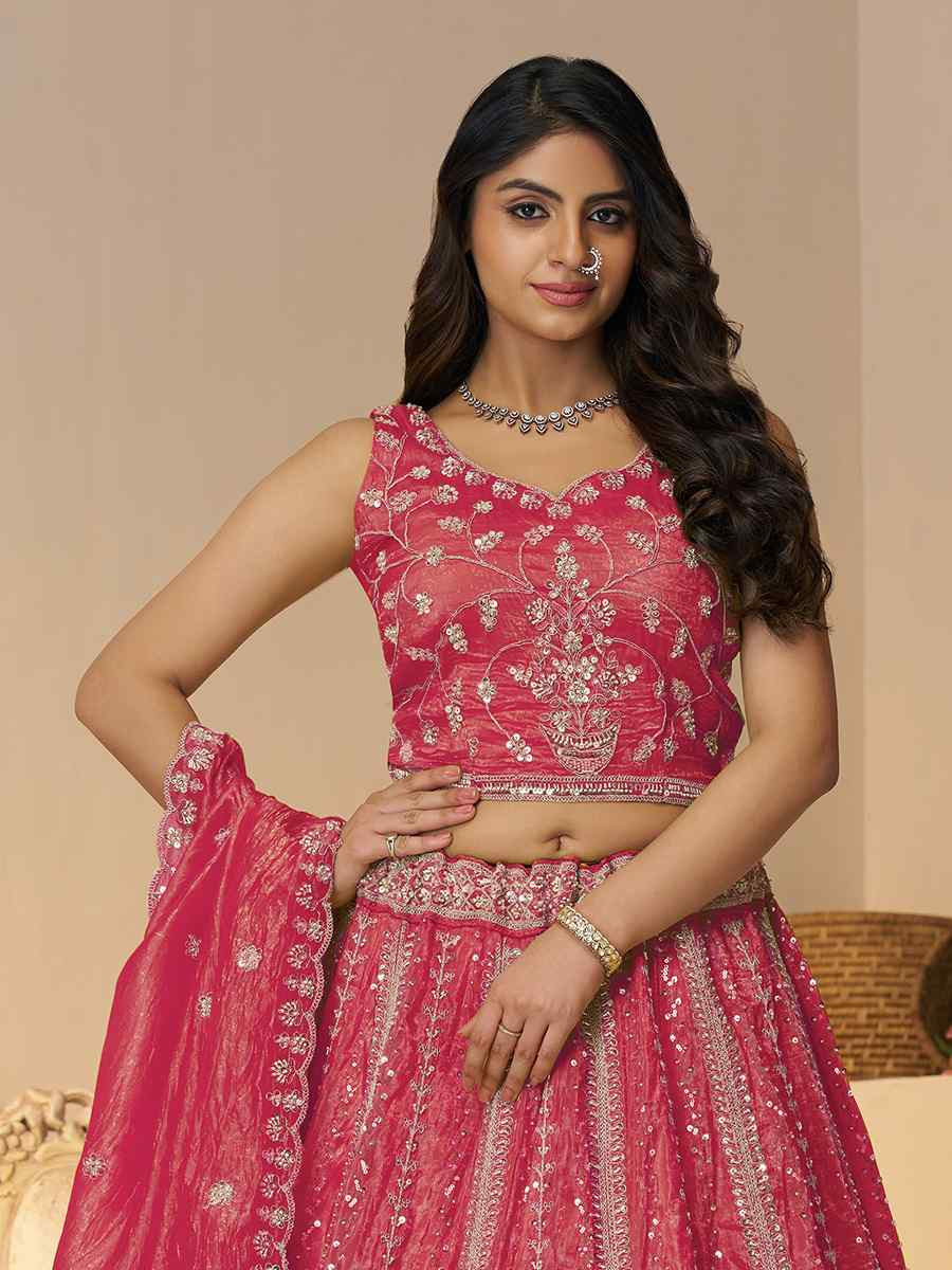Pink Jimmy choo Embroidered Wedding Bridesmaid Heavy Border Lehenga Choli