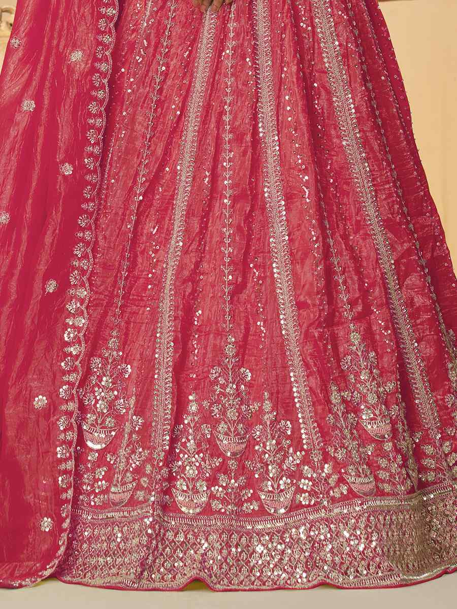 Pink Jimmy choo Embroidered Wedding Bridesmaid Heavy Border Lehenga Choli
