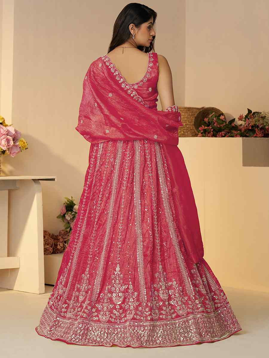 Pink Jimmy choo Embroidered Wedding Bridesmaid Heavy Border Lehenga Choli