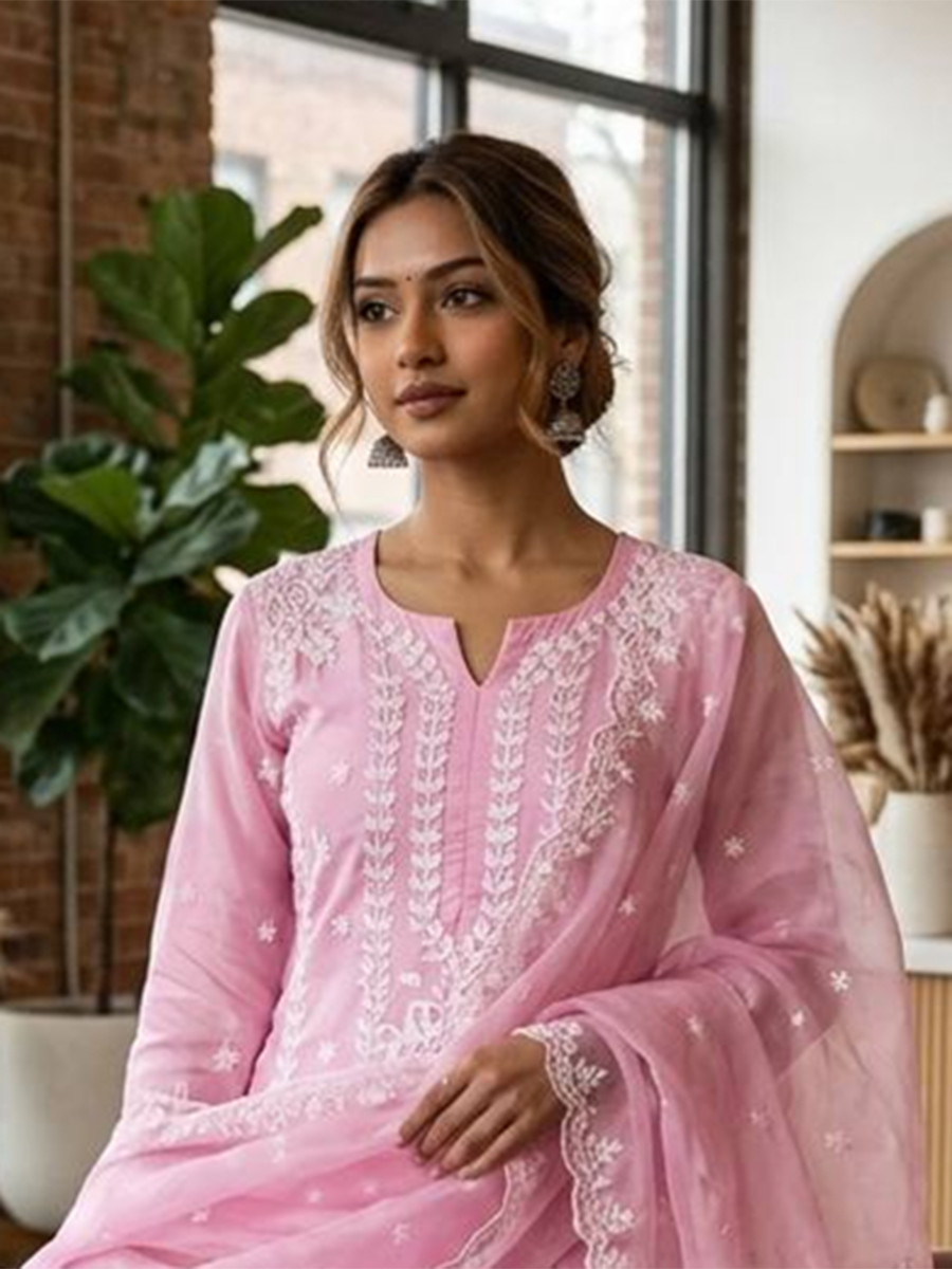 Pink Jimmy Choo Silk Embroidery Wedding Party Festival Casual Ready Palazzo Pant Salwar Kameez